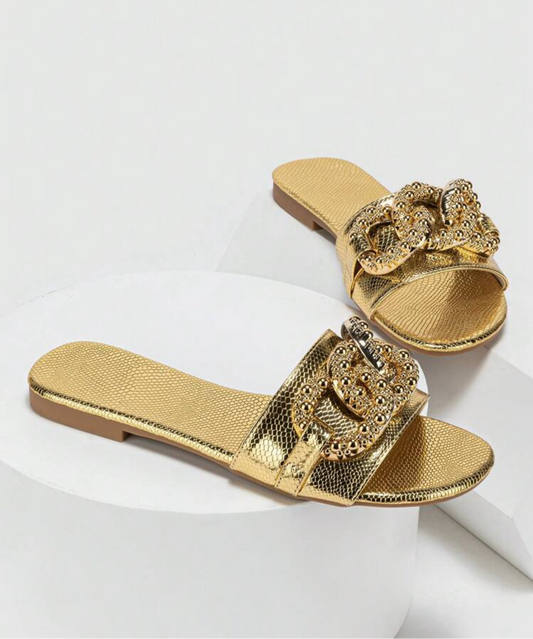 Gold Snakeskin Sandals